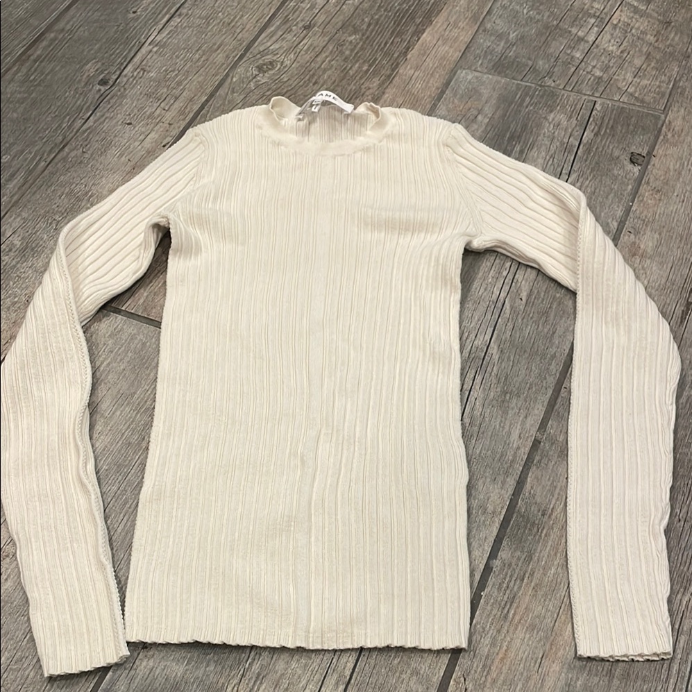 Frame Denim Ivory Ribbed Knit Top